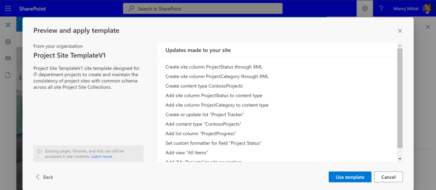 Site Template with SharePoint Online